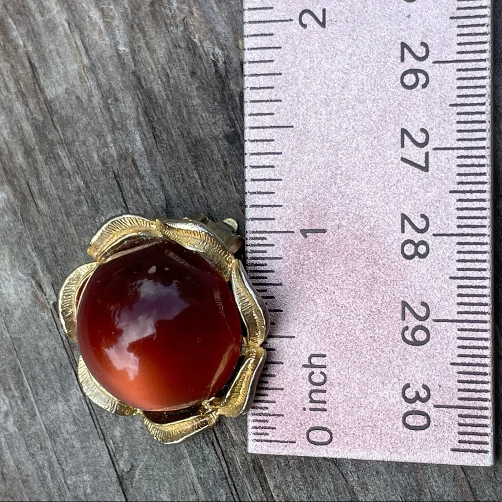 Vintage red moonglow lucite earrings